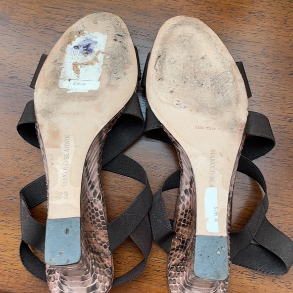 Manolo Blahnik Terwe Snakeskin Wedge Sandal 8.5 - Picture 4 of 4